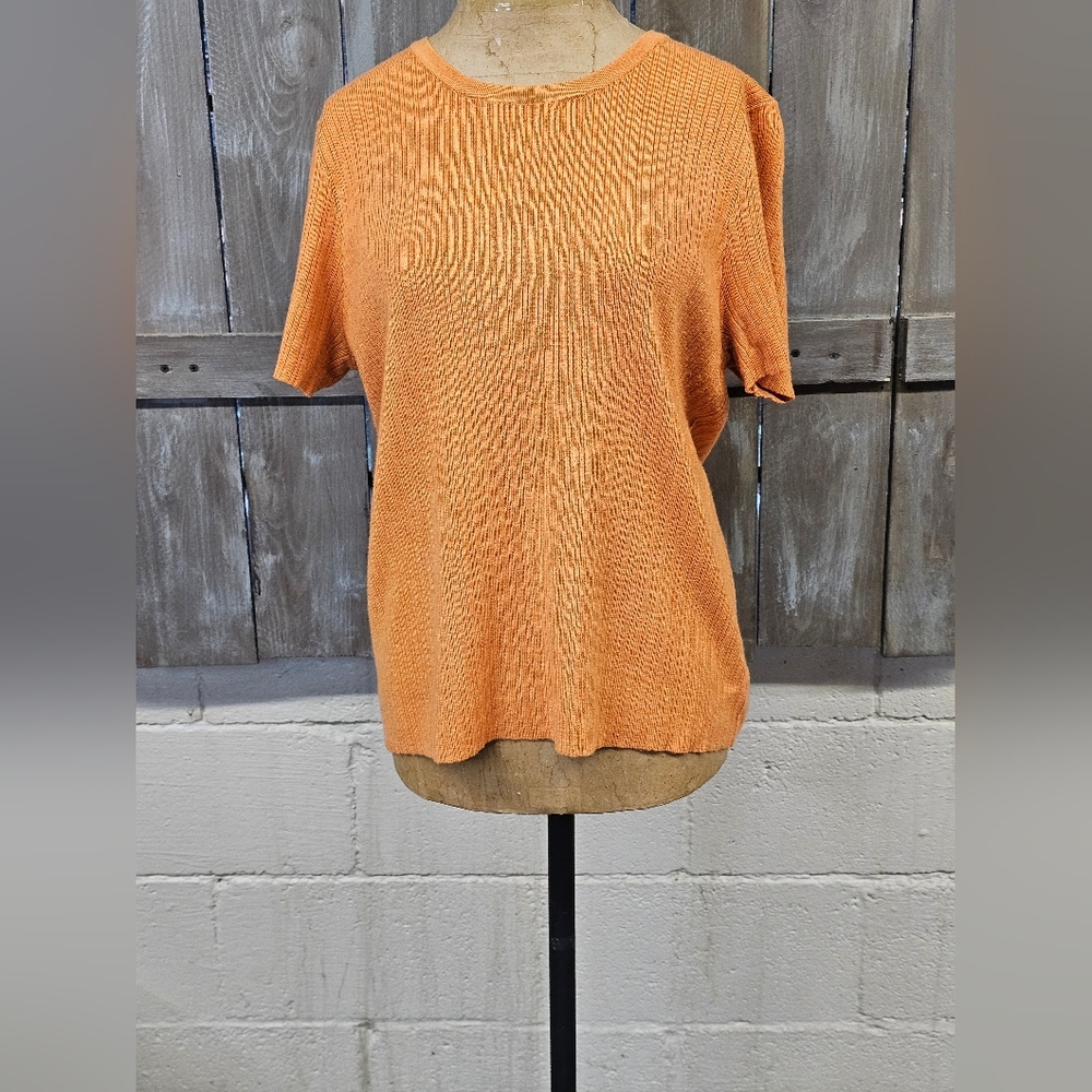 Orange Ribbed‎ Women's Top